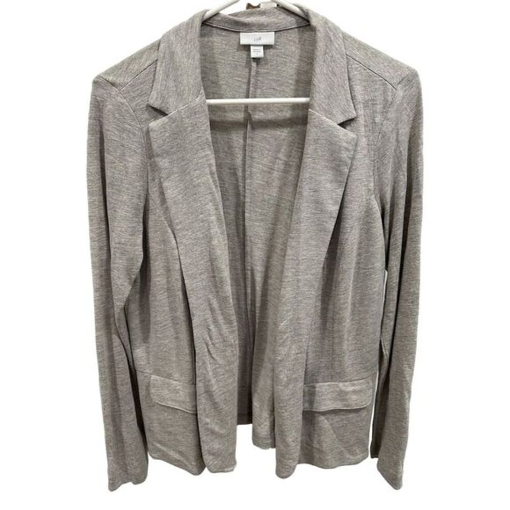 J. Jill Women's Gray Mélange Knit Blazer Jacket Size S Linen Blend